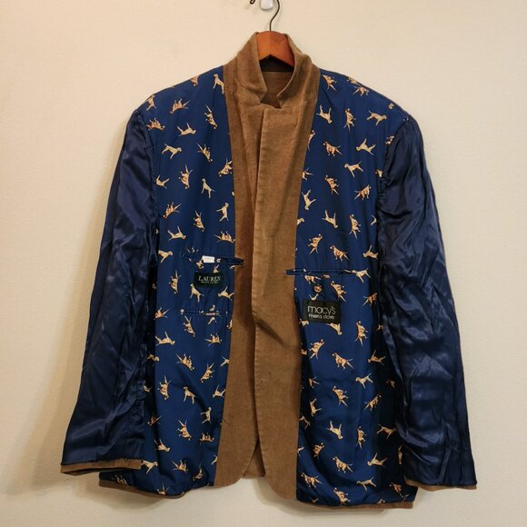 LRL Ralph Lauren Brown Corduroy Sport Coat Jacket Blazer 46R Elbow Patch Dog - Picture 3 of 16
